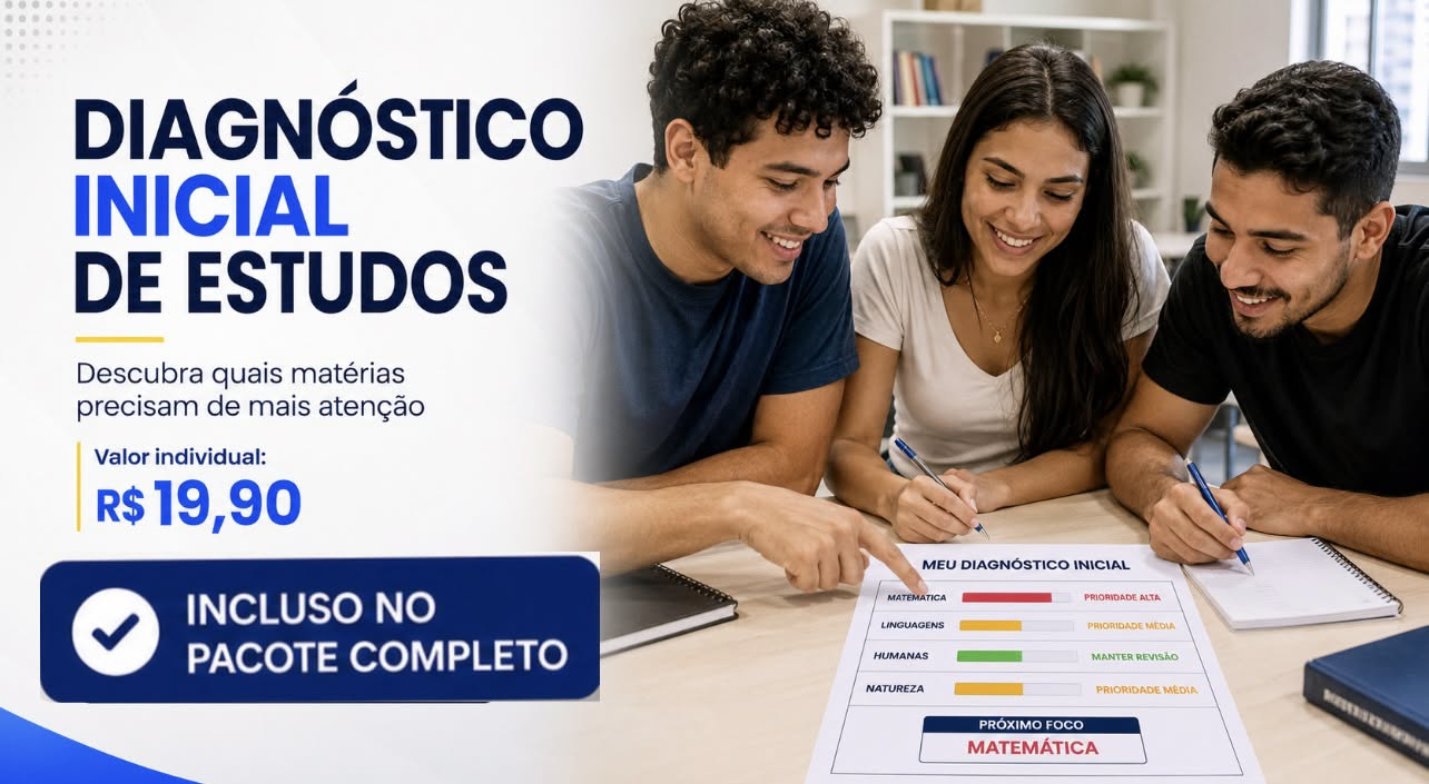 Estudantes analisando o Diagnóstico Inicial de Estudos para definir prioridades