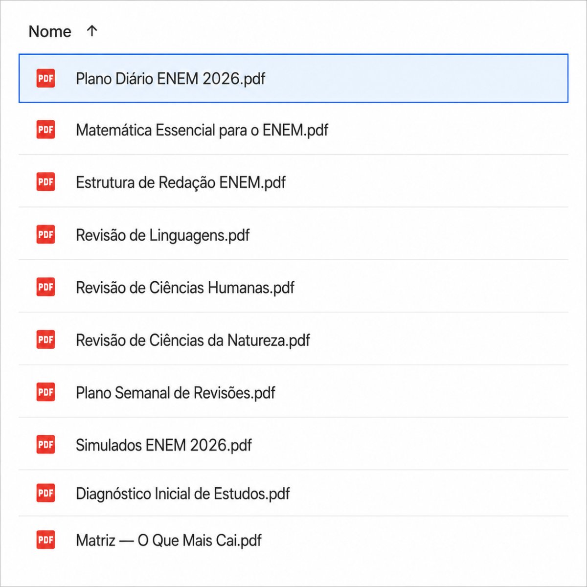 Lista de materiais do ENEM 2026 - parte 2